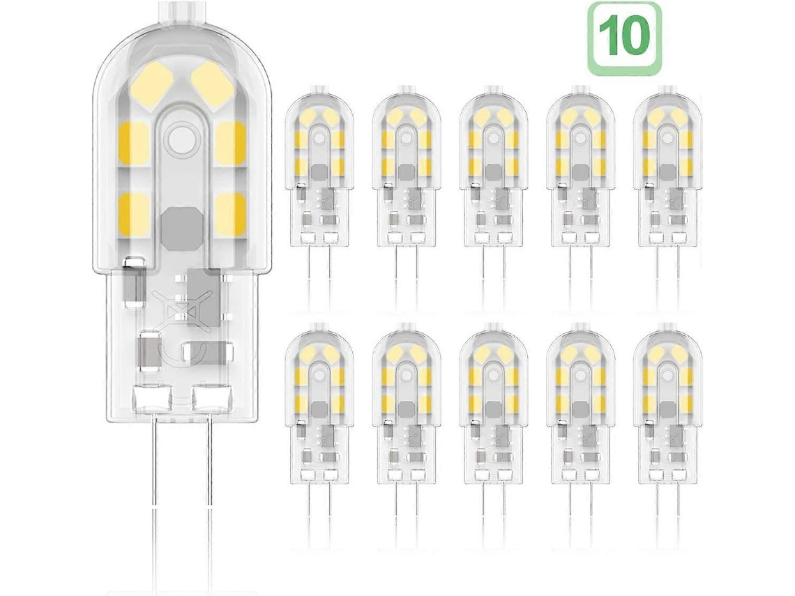 Rebe bombilla Led G4 2w, 200lm, 3000k Branco Quente, 12v Ac/dc, 10 Unidades, Classe Energética A+