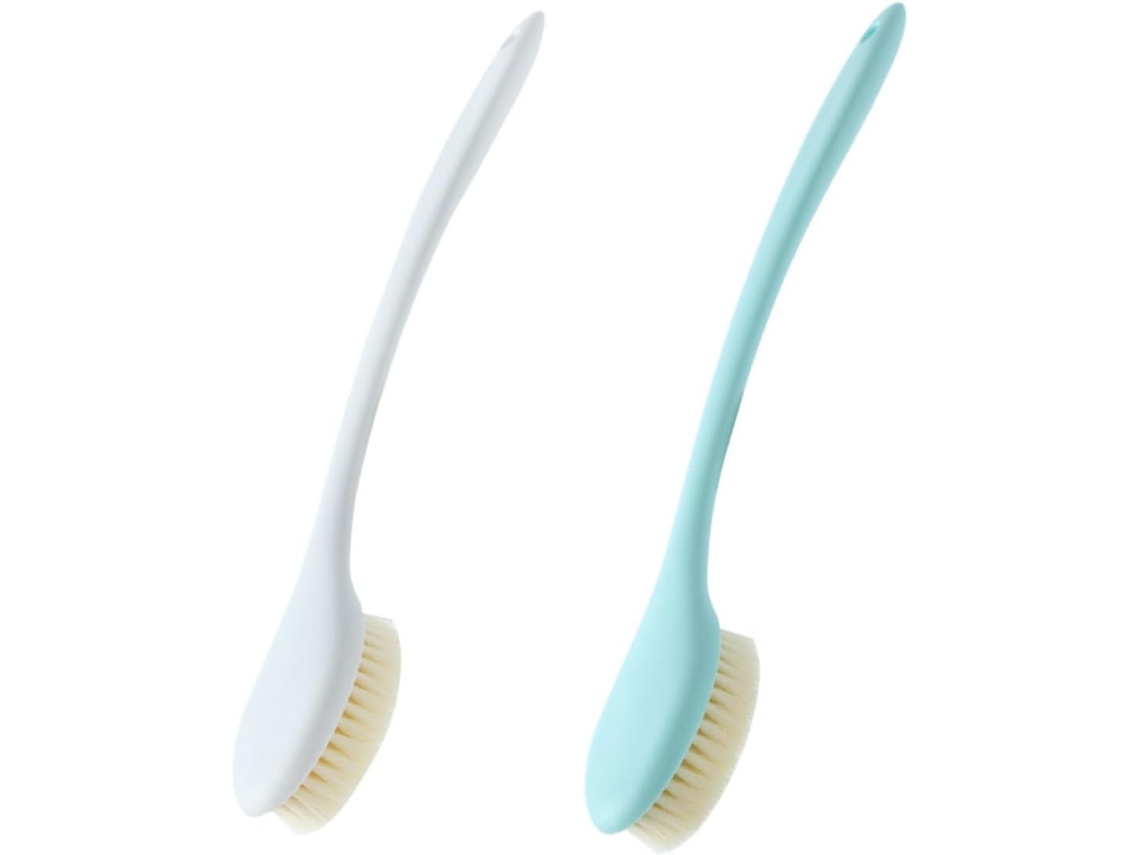 Lurelia Kit De 2 Escovas Para Costas De Cuidado Corporal, Cor Azul E Branco, Uso Diário