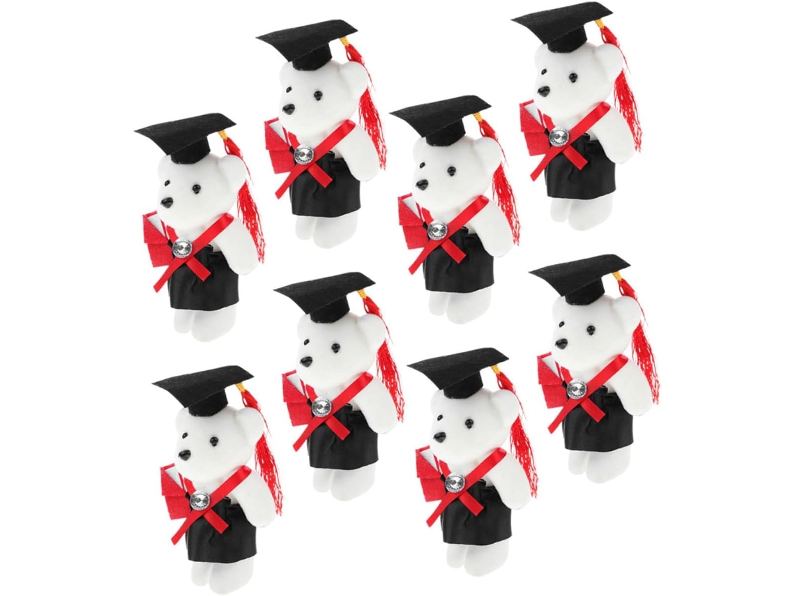 8 Mini Ursos De Pelúcia Para Buquê Flores Formatura, Materiais Espuma