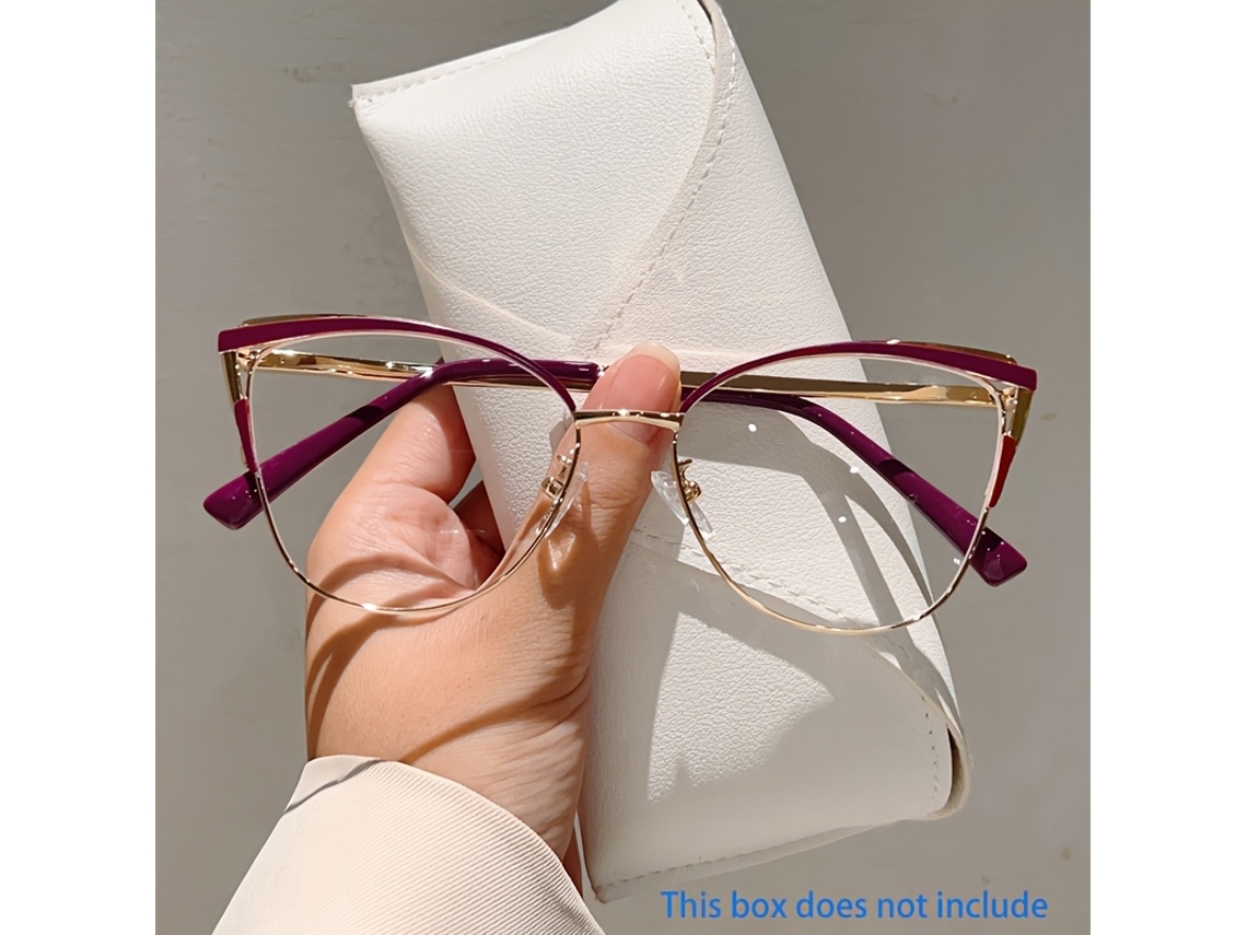 um Novo Par de Óculos Estilo Olho Gato para Mulheres, com Armação e Lentes Metal Premium . Resistente À Água STELASPLEN (estojo Não Incluído)