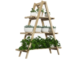 Suporte Vertical para Plantas de 3 Níveis com Ripas de Madeira, 100x36x112cm S/MARCA