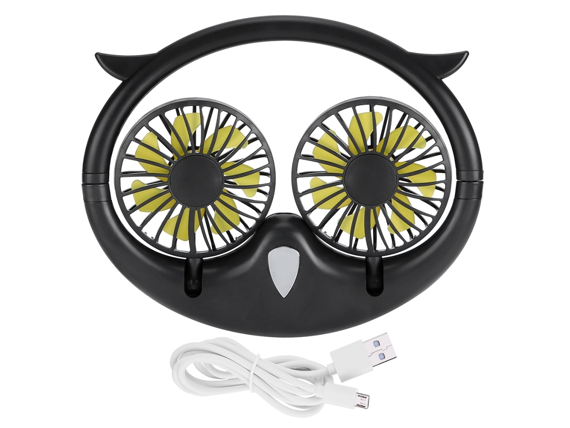 Ventilador de Pescoço Sem Mão Coruja Preto