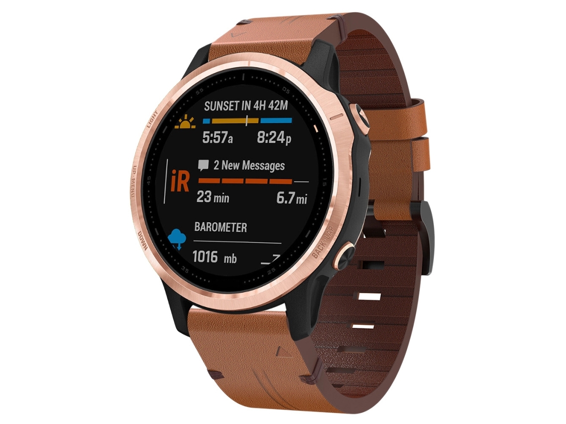 Bracelete de Smartwatch para Garmin Fenix 6S 20mm com fivela de aço de couro (marrom)