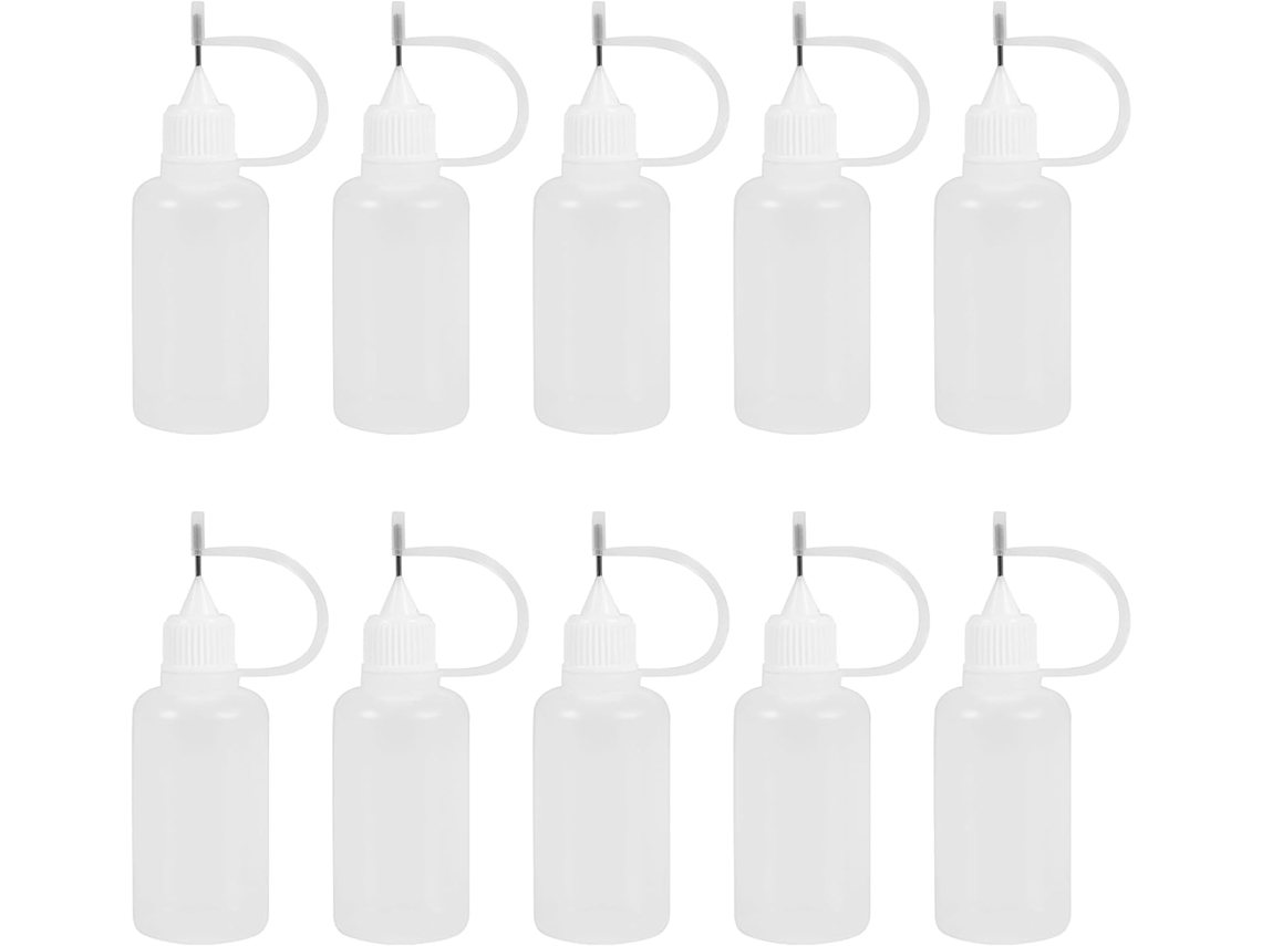 Conjunto De 10 Frascos Conta Gotas Recarregáveis 30ml Com Ponta Agulha Para Aplicação Cola Caseira