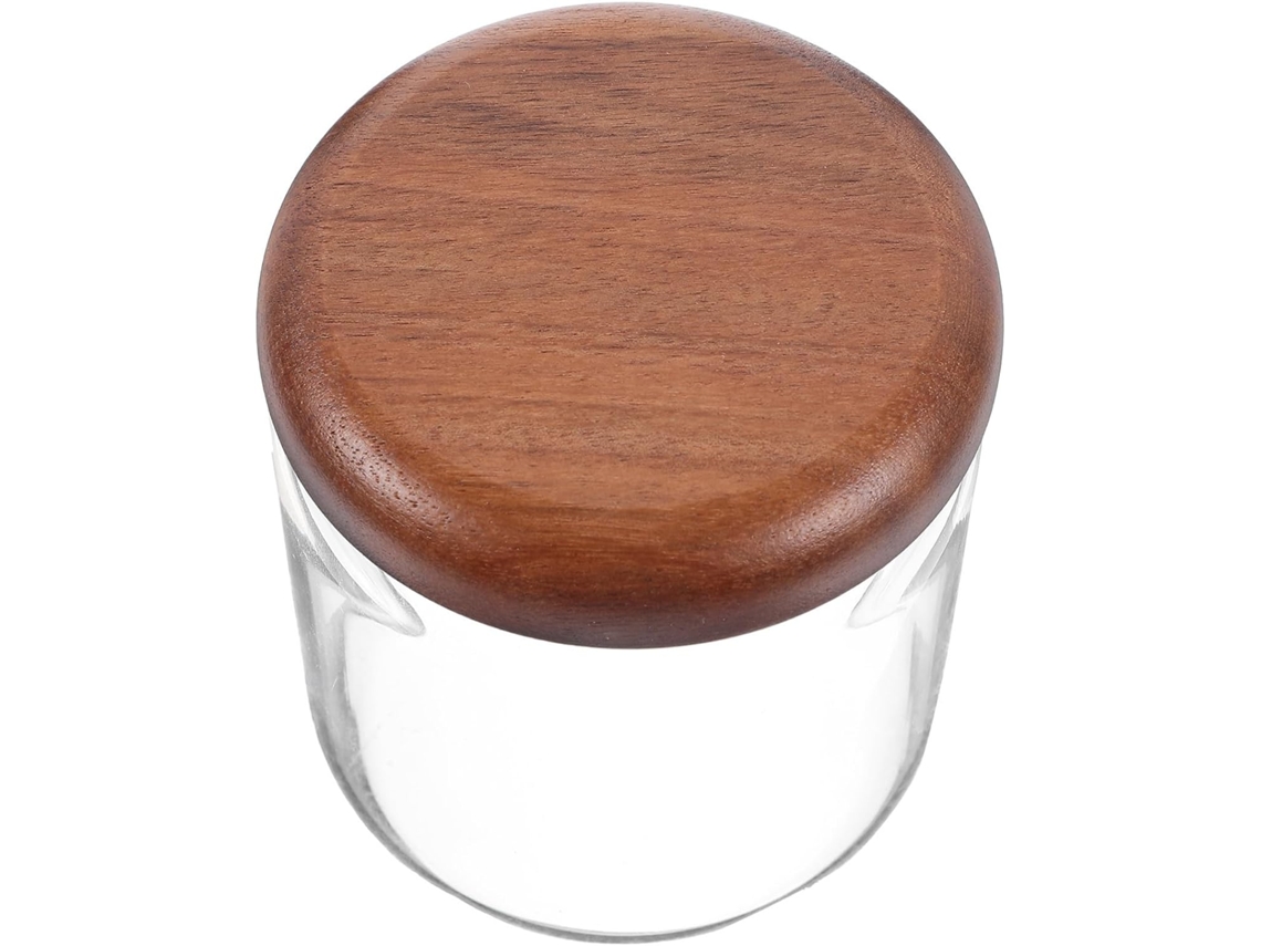 Pote De Vidro Galpada Com Tampa Madeira, Hermético Para Armazenar Chá, Especiarias E Alimentos, Ideal Para Uso Na