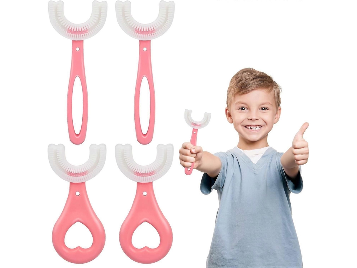 Conjunto de 4 Escovas Dentes Infantis em Formato U, com Cabeça Silicone Macio Qualidade Alimentar, para Hig Iene Bucal 360°, Ideais Pa GOKOCO