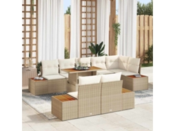 Vidaxl Conjunto de Sofá de Jardim 9 Pcs Bege Rattan Sintético