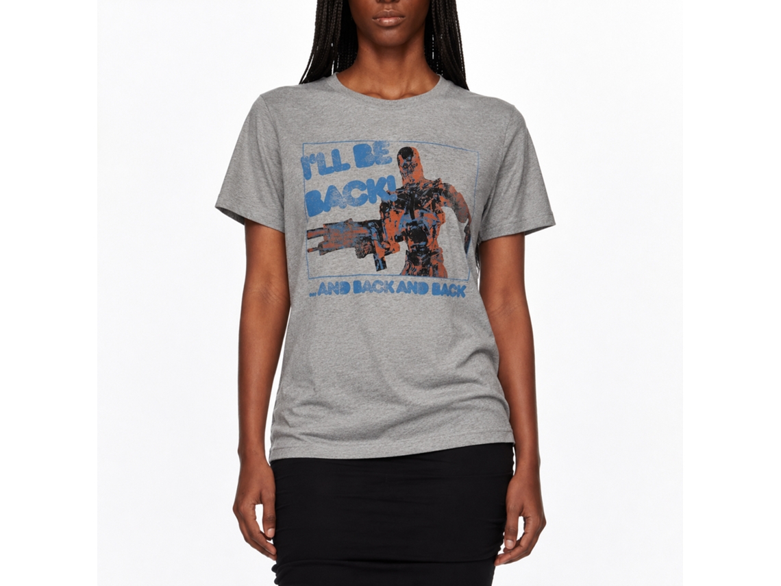Rockinstone Terminator Be Back Heather Gray Adult T-shirt Size:m