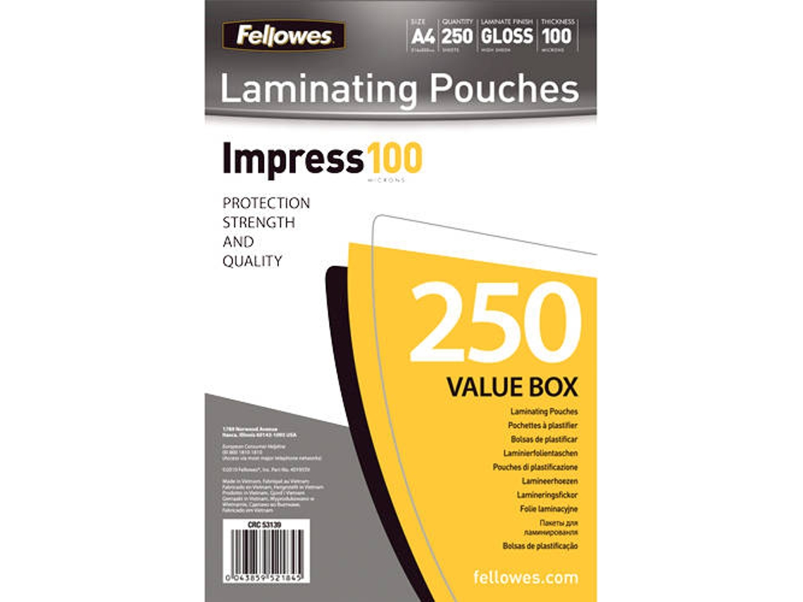 Bolsas de Plastificação FELLOWES 5313904 Branco (250 un - A4)