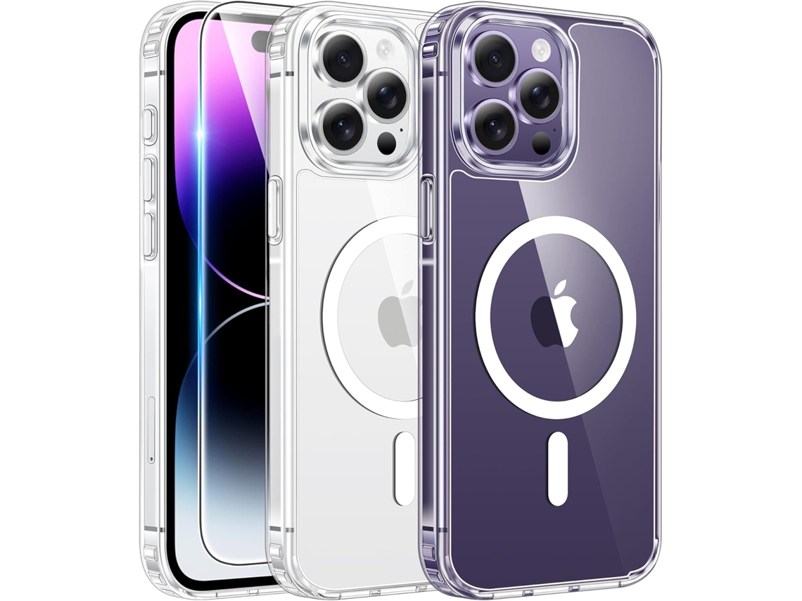 Camada magnética transparente para iPhone 14 Pro Max, resistente e protetora AEUZWR