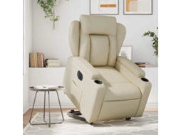Vidaxl Poltrona Reclinável Elevatória Elétrica Couro Artificial Creme