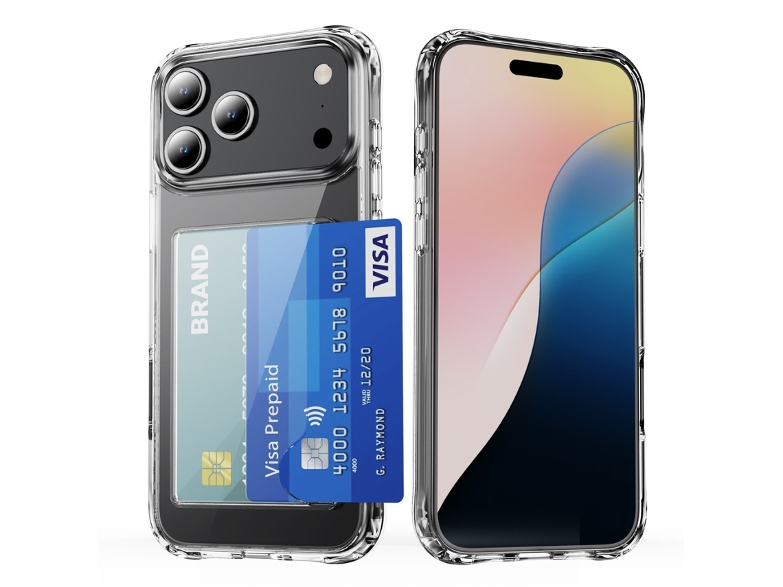 Capa Transparente Skalo Para Iphone 17 Pro Com Compartimento Para Cartões - Transparente