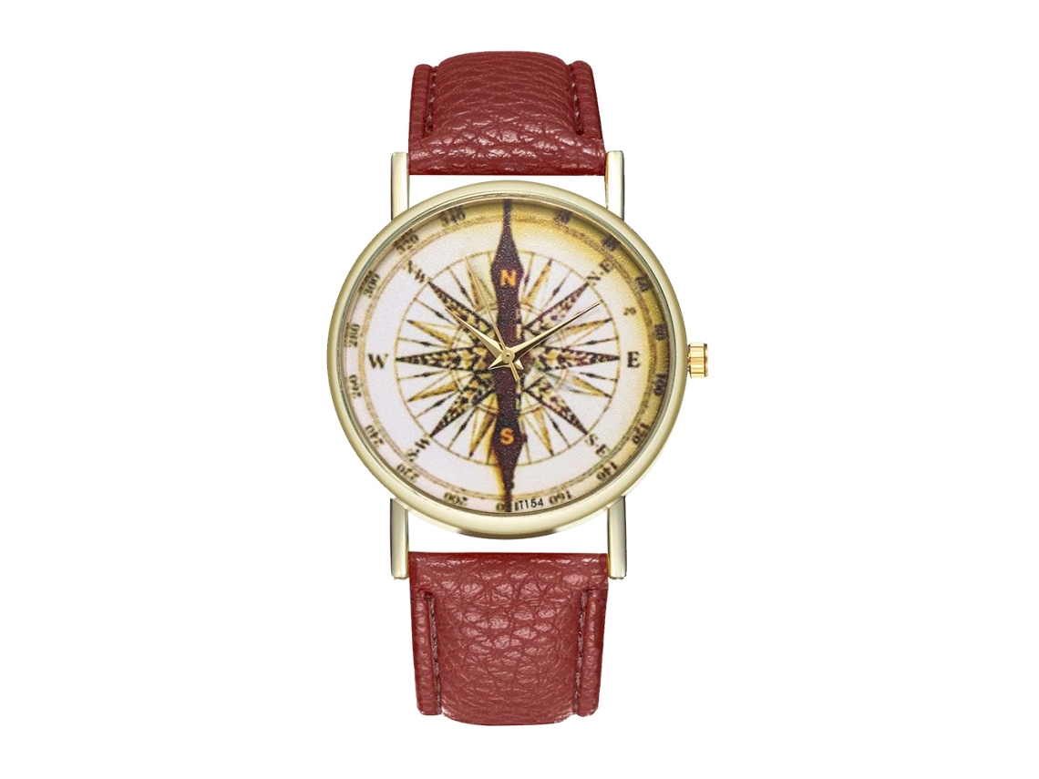 Relógio de pulso feminino elegante com mecanismo de quartzo (marrom)