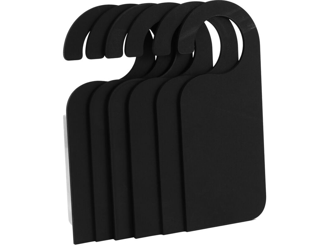 Conjunto de 6 Peças Placas Madeira para Porta, Mini Quadros de Recados Madeira Dupla Face, para Maçanetas, Preto BRILVIBERA