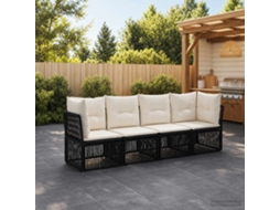 Vidaxl Conjunto De Sofá De Jardim 4 Unid. Preto Vime Pe