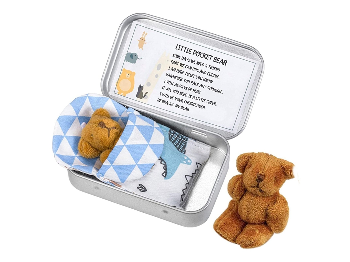 Primerox ursinho de Pelúcia Mini Ursinho de Bolso em Lata Presente Ideal para Crianças Meninos Meninas