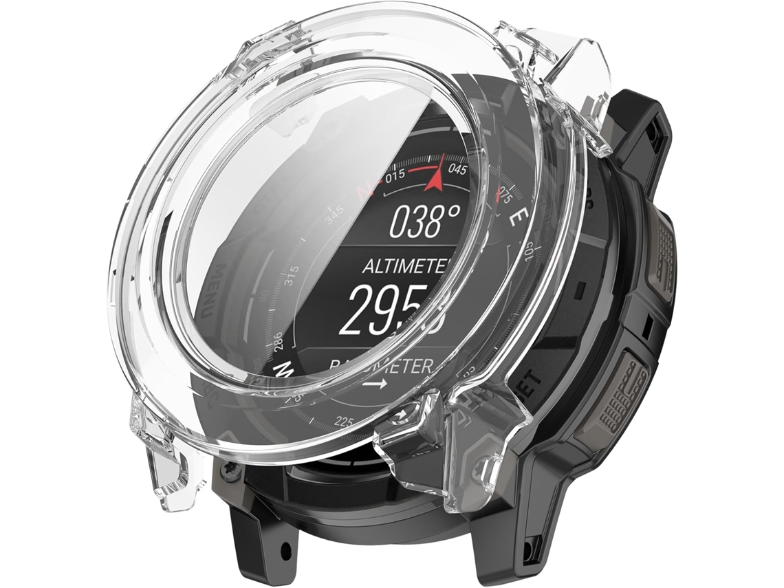 Capa Para Garmin Instinct 3 50mm Película De Vidro Temperado 9h Integrada, Proteção Total Contra Impactos Em Pc Rígido. Transparente Hexinyigjly