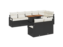 Conjunto 9 Conjunto De Sofá De Jardim Vidaxl Preto Vime Pe (100 X 55 X 73 Cm)