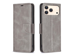 Capa De Couro Para Iphone 17 Pro Max - Cor Pura Com Textura De Pele De Cordeiro