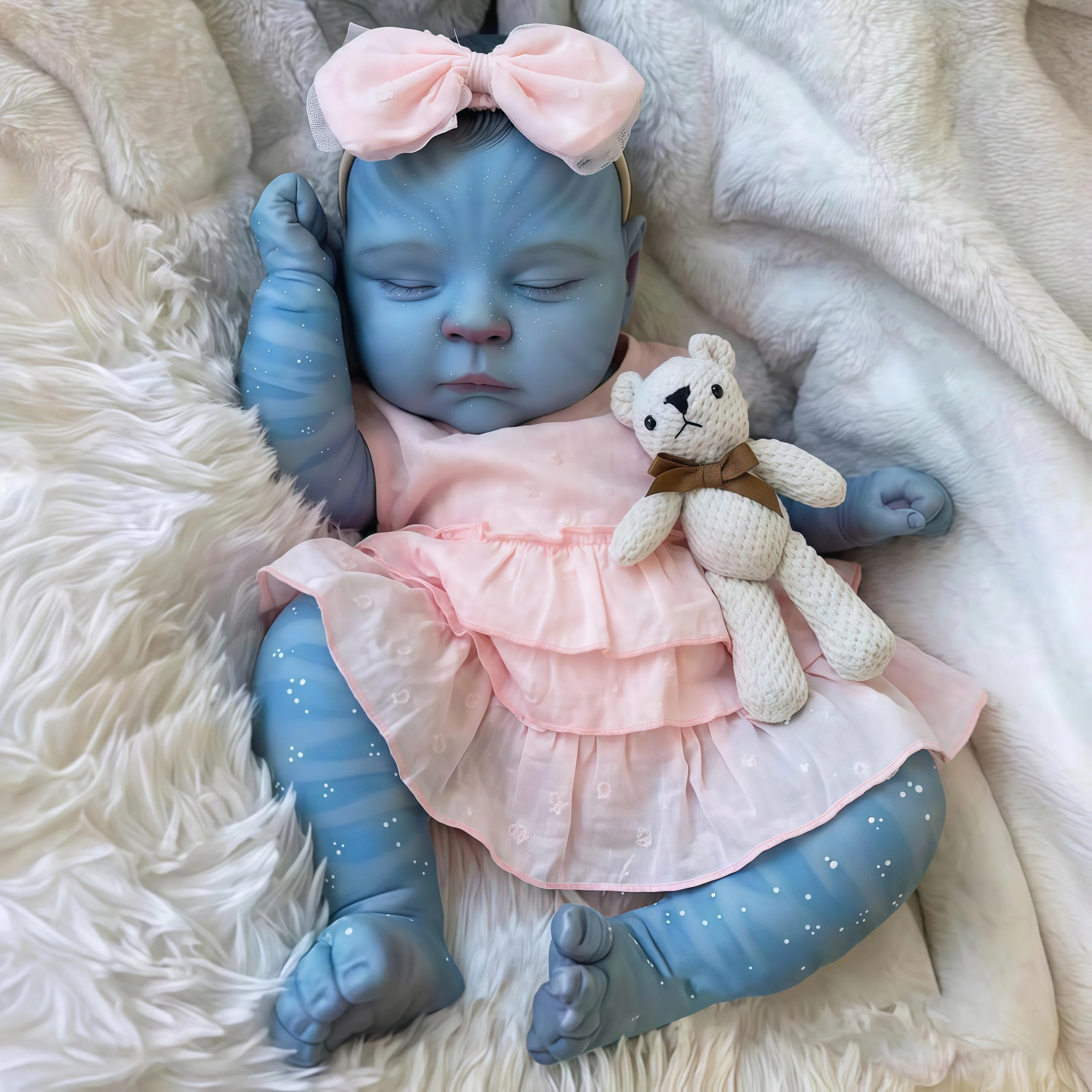 (azul) Boneca Avatar De 50 Cm (20 Polegadas), Feita À Mão No Tamanho Ideal Para Uma Boneca, Com Textura De Pele E Cabelo Em 3d.