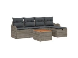Conjunto 6 Conjunto De Sofás Para Exterior Vidaxl Cinzento Vime Pe (55 X 55 X 37 Cm)