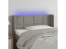 Vidaxl Cabeceira De Cama C/ Luzes Led Veludo 83x16x78/88cm Cinza-claro