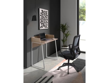 Cadeira de Estudo HISPANOHOGAR Leah Tecido e Rede Cinzento e Preto com Rodas 97-107X66X61 Cm