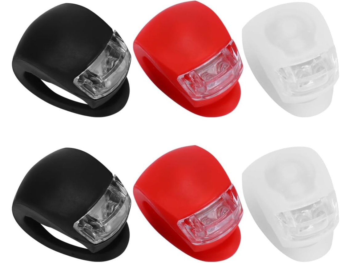 Conjunto De 6 Luzes Led Silicone Para Bicicleta, Dianteiras E