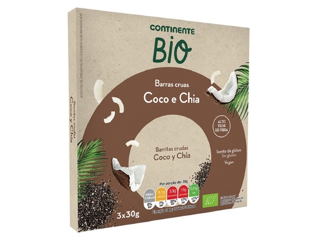 Barra Crua Coco e Chia Sem Glúten CONTINENTE BIO
