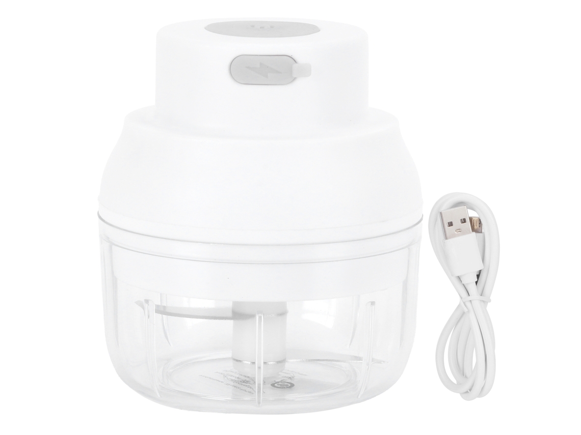pique alho elétrico usb 100ml lâminas aço inoxidável mini triturador legumes cozinha branco S/MARCA