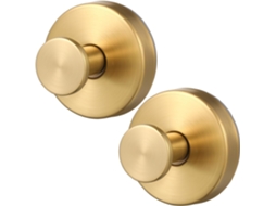 Conjunto De 2 Ganchos Sucção Para Parede Em Aço Inoxidável Dourado,