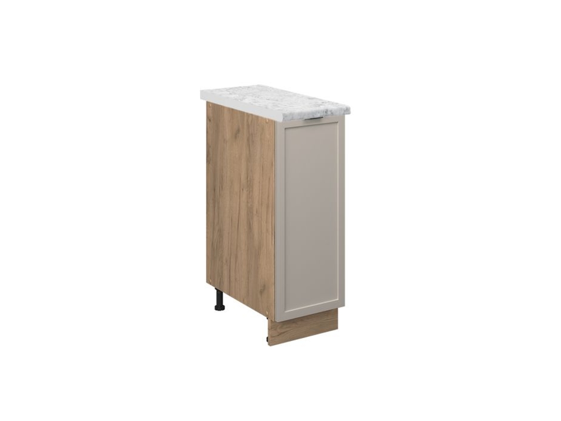 Meuble De Cuisine Fame Line, 30cm, Pt Marbre, Grisbeige, Chêne De Força Dourado, Vicco