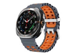 Bracelete Para Samsung Galaxy Watch Ultra (ocean) - Silicone Duas Cores - Fivela Prateada E Furos Duplos - Cinza Espacial Laranja