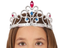 Tiara de princesa prateada com pedras