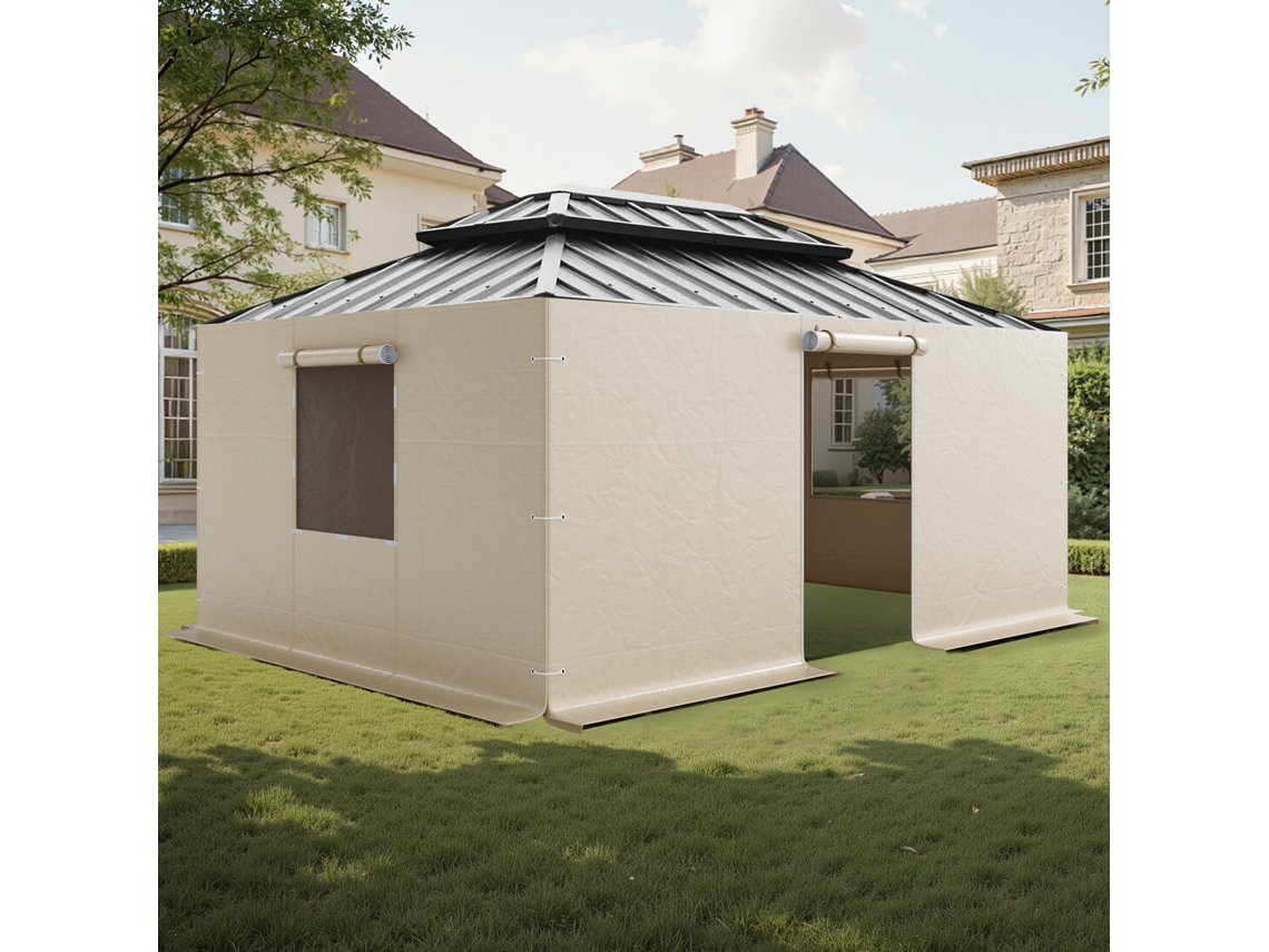 Conjunto De 4 Paredes Laterais Em Pe Para Gazebos De 3,44 X 4,66 M Vevor