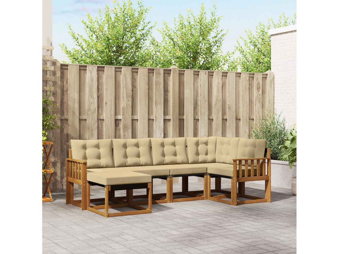 Vidaxl Conjunto De Sofás Para Exterior 6 Pcs Natural E Bege