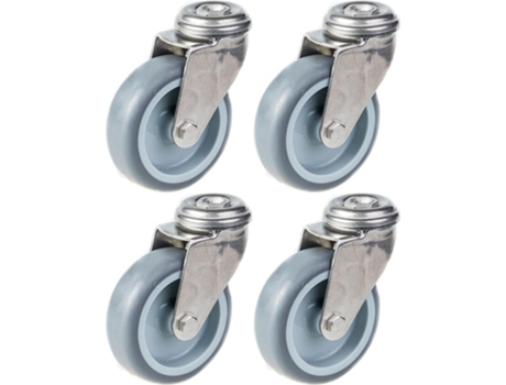 75Mm 3 Stainless Steel Castor Grey Rubber Swivel 240Kg Set Of 4 PARNELLS