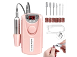 Lixa Elétrica Para Unhas, Recarregável, Com Visor Lcd, 30.000 Rpm, Velocidade Ajustável, Cor Rosa