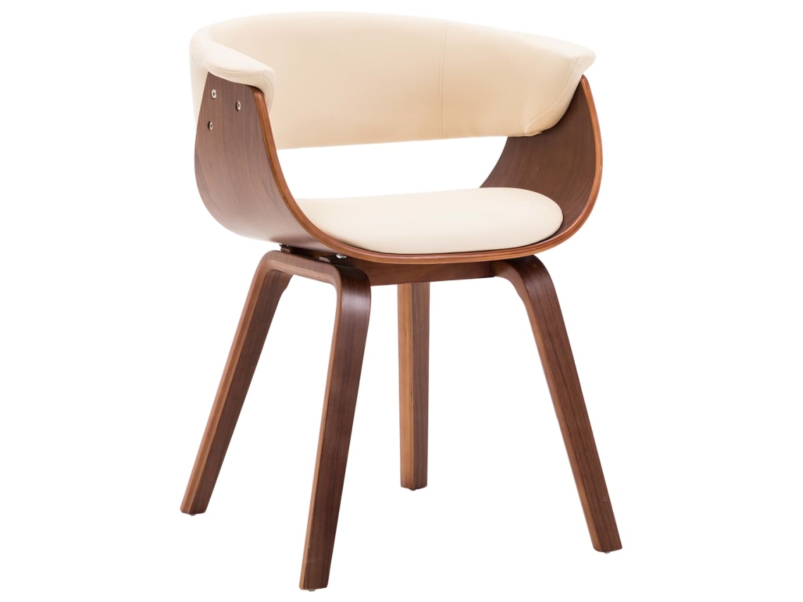 Vidaxl Cadeira De Jantar Madeira Curvada E Couro Artificial Cor Creme