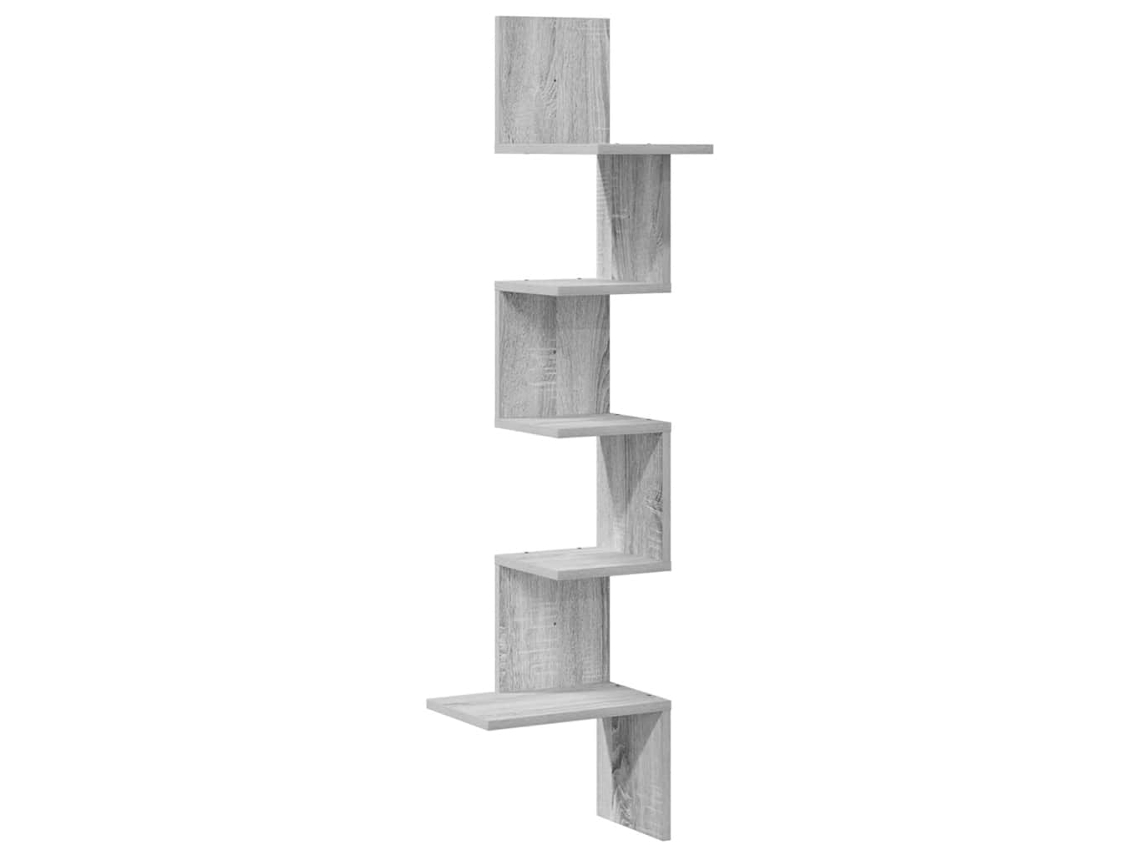 Wall Corner Shelf, Wall Corner Shelves Vidaxl Cinzeto Madeira Processada (32 X 32 X 127.5 Cm)