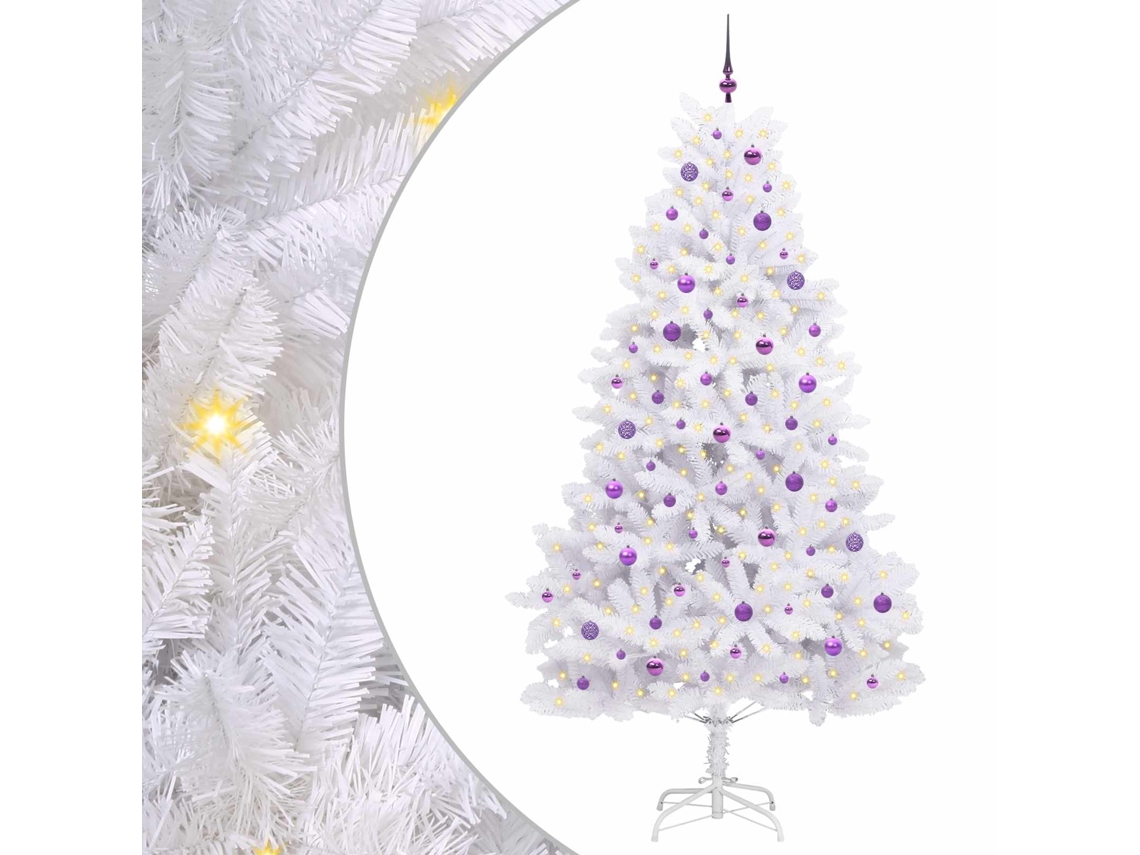 Conjunto 1 Árvore De Natal Artificial Vidaxl Branco Pvc (240 Cm)