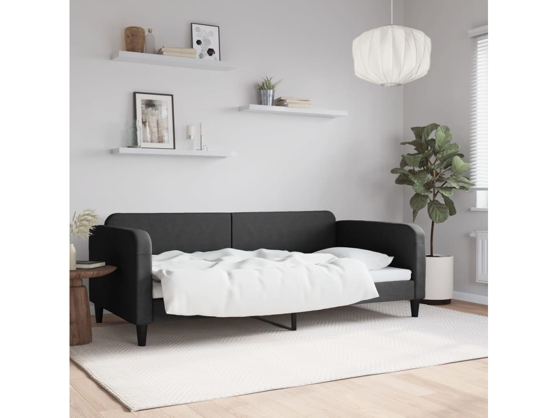 Vidaxl Sofá-cama 100x200 Cm Tecido Preto
