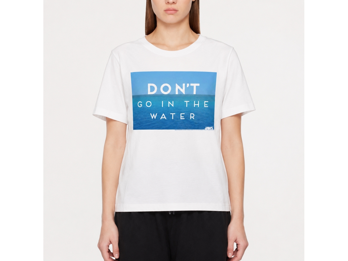 Rockinstone Jaws Movie Don't Go In The Water White Adult T-shirt Size:l