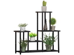 4-tier Metal Plant Shelf – Multi-tier Flower Rack For Garden Balcony, Black, 91×25×83 Cm