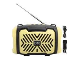 Aetheria alto falante Bluetooth V5.0 com Rádio Fm, Lanterna e Correia de Ombro Amarelo D10