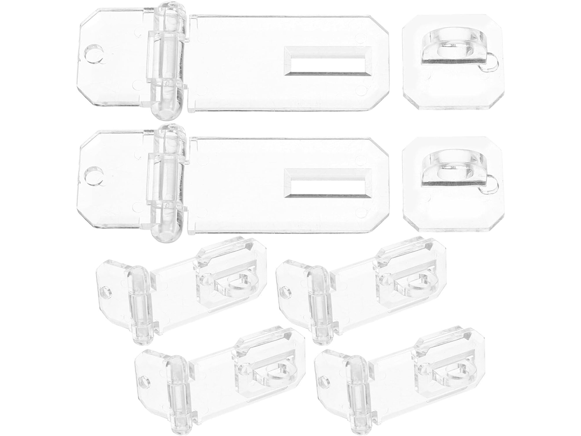 Conjunto De 6 Peças Fechos Acrílico Transparente Com Fivela Para Dobradiças Pressão Vitrines E Gavetas Armários