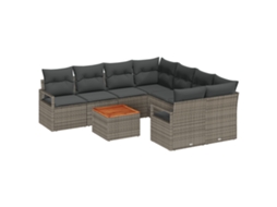 Conjunto 9 Conjunto De Sofá De Jardim Vidaxl Cinzento Vime Pe (232 X 234 X 69 Cm)