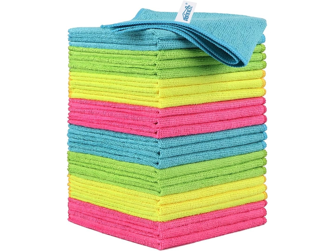 Pano De Limpeza De Microfibra 24 Peças29×29cm Absorve Água Sem Deixar Marcas, Adequado Para Janelas De Casa E Carro Zeuxo