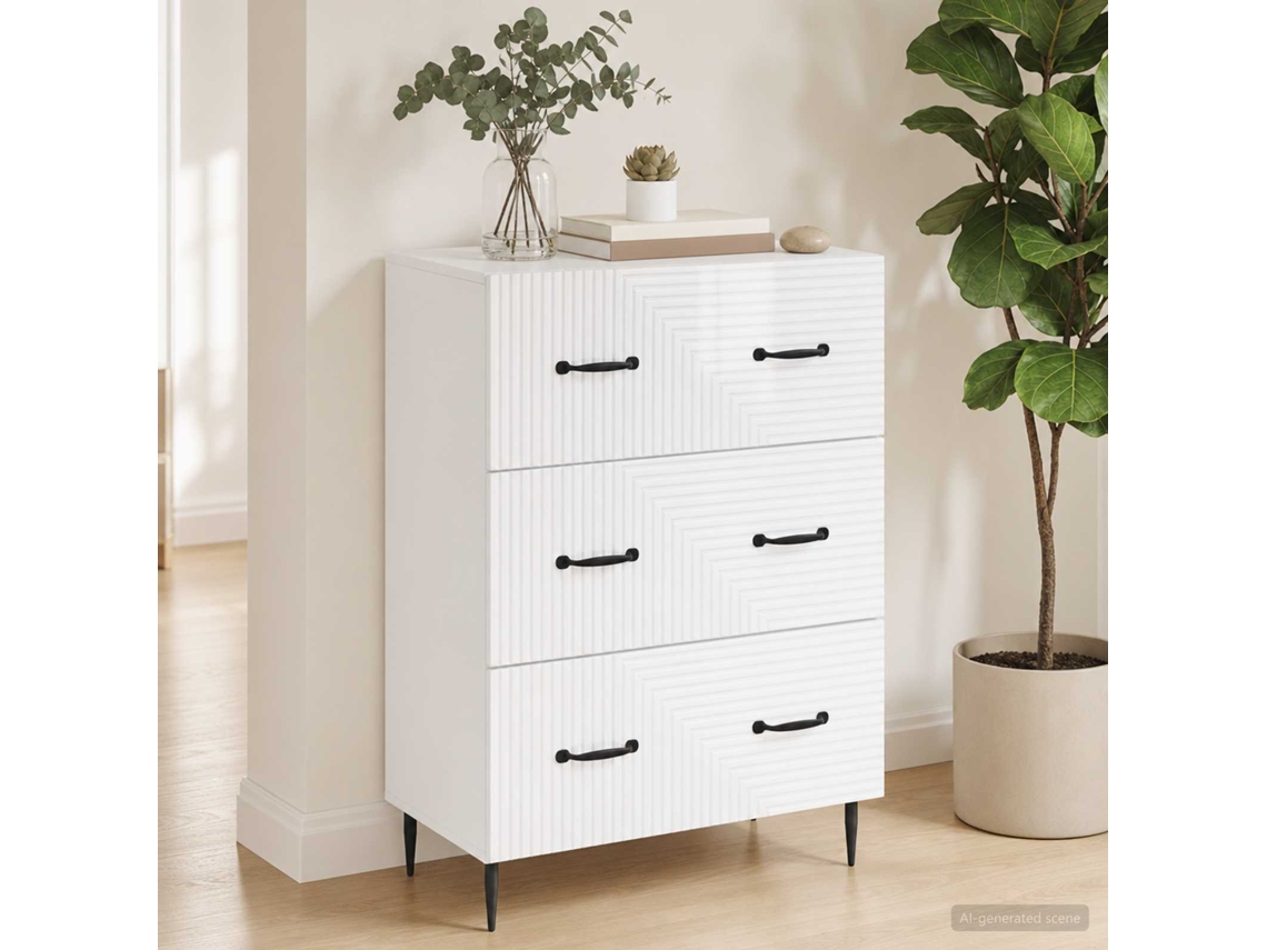 Vidaxl Gabinete De Gavetas Branco Brilhante 66 X 34,5 X 89,5 Cm