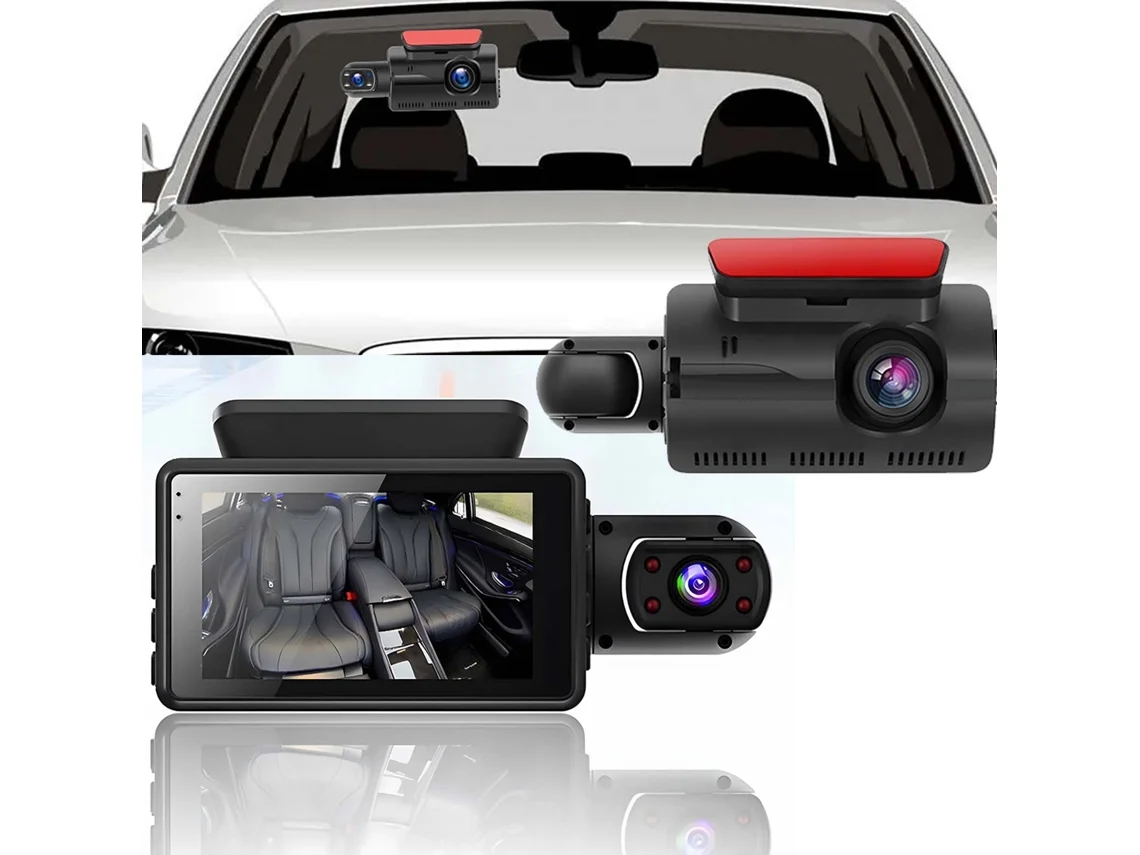 Câmera Com Tela Ips De 3,0 Polegadas, Câmera Dupla Frontal E Interna Para Carros, Dashcams Com Visão Noturna Nicecee